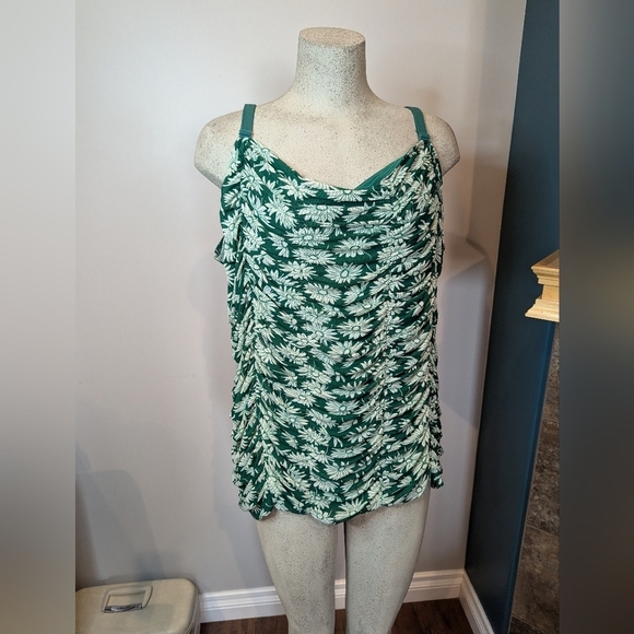 Stretch Mesh Cropped Shirred Cami Top 5x, new with tags - Picture 6 of 7